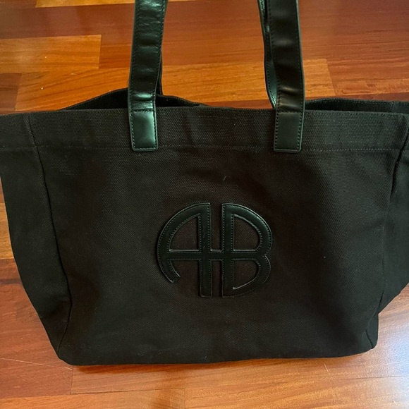 Authentic Anine Bing Rio Canvas and Leather trim Tote 🖤 - Picture 1 of 7